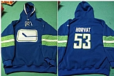 Vancouver Canucks 53 Bo Horvat Blue All Stitched Pullover Hoodie,baseball caps,new era cap wholesale,wholesale hats
